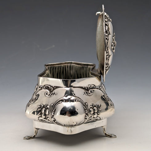 1912 British Antique Sterling Silver Jewelry Box 370g Jones & Crompton